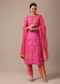 Pink Art Silk Kurta Set With Zari Work