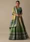 Green Silk Printed Lehenga Set