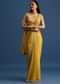 Yellow Tissue Organza Saree With Embroidered Border And Unstitched Blouse