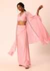 Pink Jacket And Dhoti Set With Mirror Work