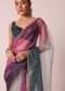 Multicolor Ombre Shaded Organza Saree With Unstitched Blouse Piece