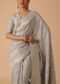 Grey Handloom Banarasi Saree With Woven Work And Unstitched Blouse Piece