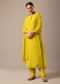 Yellow Embroidered Kurta Set With Organza Dupatta