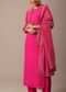 Pink Slim Fit Kurta Set With Sequin Hand Embellishments