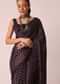 Wine Bandhani Satin Saree With Printed Detail And Unstitched Blouse Piece