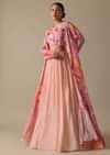 Pink Silk Lehenga Set With Floral Jacket