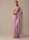 Purple Organza Saree with Embellished Border and Unstitched Blouse Piece