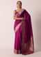 Purple Banarasi Saree With Woven Floral Pallu And Unstitched Blouse Piece