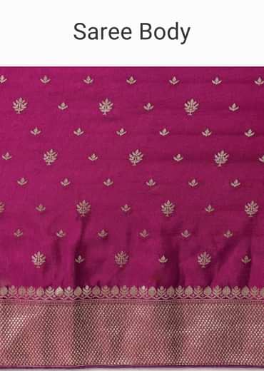 Purple Banarasi Silk Handloom Saree With Woven Motifs And Unstitched Blouse Piece