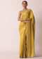 Yellow Banarasi Silk Handloom Saree With Zari Stripes And Unstitched Blouse Piece