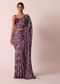 Purple Silk Bandhani Print Saree With Gota Embroidery And Unstitched Blouse Piece