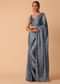 Blue Printed Saree With Tassel Pallu And Unstitched Blouse Piece