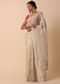 Beige Kora Silk Saree With Gota Patti Embroidery