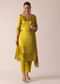 Yellow Kurta Set In Satin With Foil Mirror Work