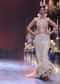 Gold Lehenga In Art Silk With 3D Feathers And Floral Motifs