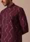 Wine Foil Printed Kurta And Pant Set In Silk