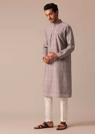 Purple Muslin Silk Kurta And Pant Set