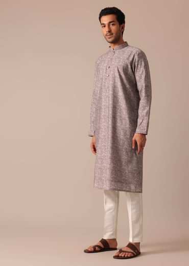 Purple Muslin Silk Kurta And Pant Set