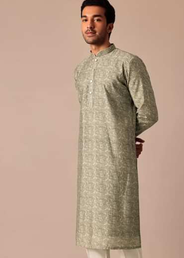 Pista Green Kurta Set In Muslin Silk