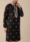 Black Embroidered Kurta Set In Silk