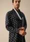 Black Silk Kurta Set With Thread Work And Dupatta