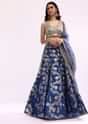Blue Embroidered Net Lehenga Choli Set