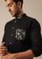 Black Linen Jacket And Kurta Set