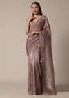 Elegant Brown Saree With Mirror and Stone Work