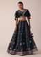 Black Satin Printed Lehenga Set
