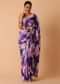 Purple Printed Muslin Saree With Scallop Detail And Unstitched Blouse Piece