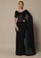 Black Swarovski Studded Saree With Unstitched Blouse Piece
