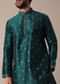 Green Silk Men Kurta Set With Zari Embellishments