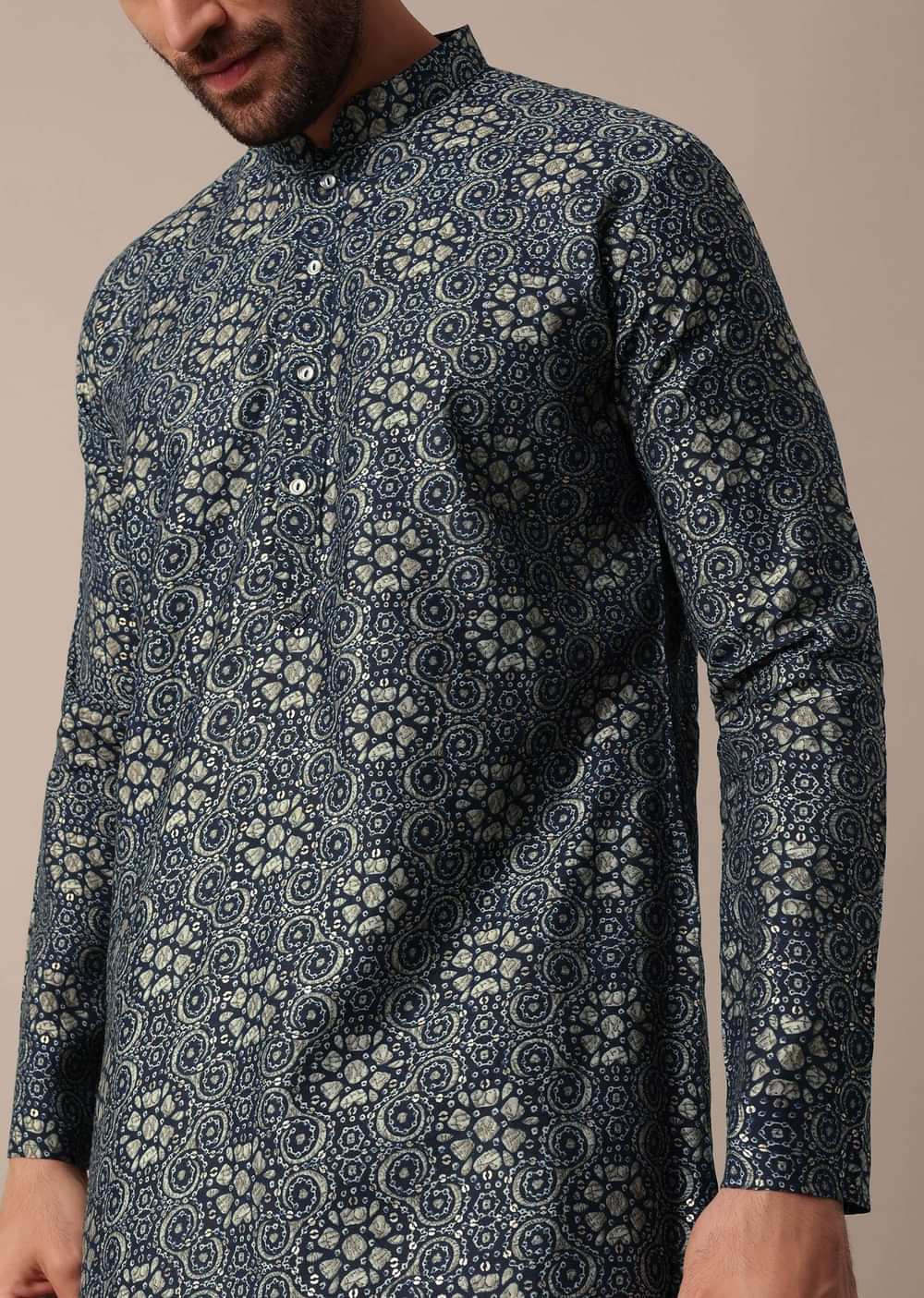 Jaipur Print Cotton Men Kurta Set