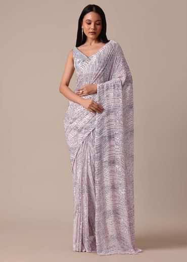 Pink Sequin Shimmer Saree With Blouse