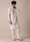 White Silk Embroidered Men Kurta Set