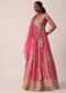 Pink Gota Patti Embroidered Anarkali Set In Silk Crepe