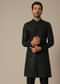 Black Lucknowi Cotton Sherwani Set
