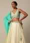 White Chanderi Handloom Lehenga Set With Mirror Work