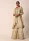 Beige Kurta Palazzo Set With Resham And Sequin Work