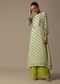 Green Pant Set With Striped Kurta