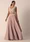 Pink Indo Fusion Hand Embroidered Blouse And Palazzo Set