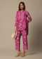 Pink Chiffon Pant Set With Printed Motifs