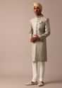 Elegant Green Banarasi Silk Sherwani Set
