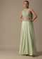 Pista Green Fusion Palazzo Set With Mirror Work