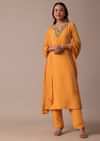 Orange Pant Set With Sequin Work