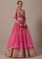Pink Net Hand Embroidered Lehenga Set