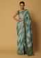 Blue Dola Silk Saree With Diagonal Woven Stripes And Unstitched Blouse Fabric