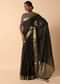 Black Linen Saree With Readymade Stitched Blouse