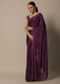 Beautiful Wine Satin Saree With Unstitched Blouse