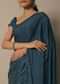 Blue Bliss Satin Saree With Unstitched Blouse